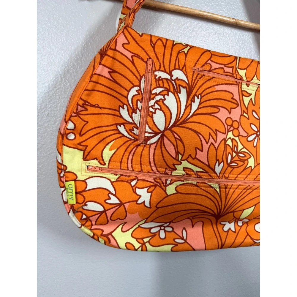 Amy Butler Shoulder Bag Women's Rowan Sweet Life Orange Floral Hobo Retro Canvas